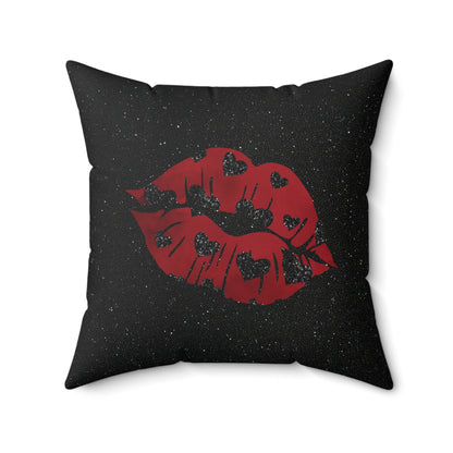 Kiss Me Glitter Spun Polyester Square Pillow