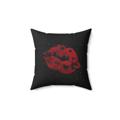 Kiss Me Glitter Spun Polyester Square Pillow