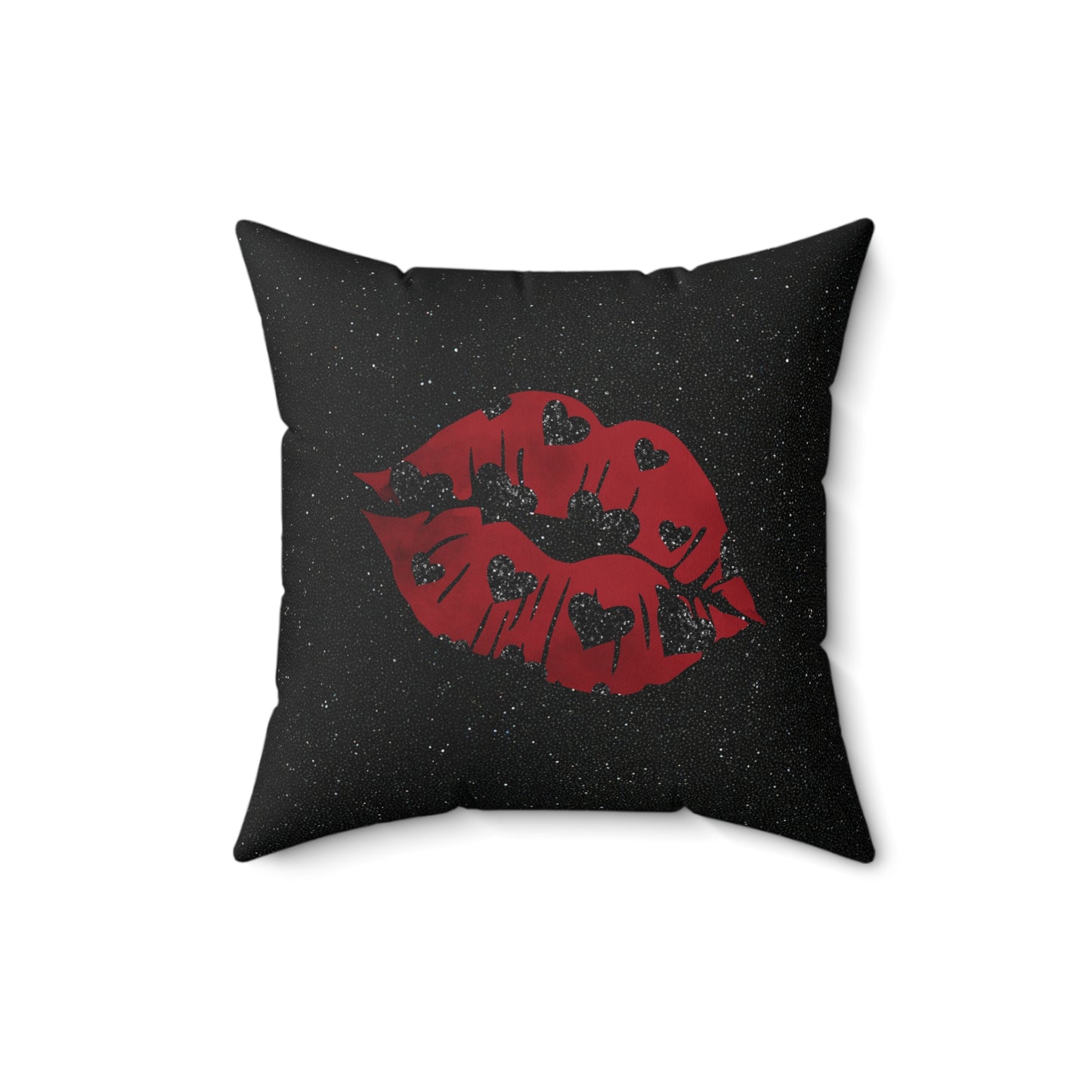 Kiss Me Glitter Spun Polyester Square Pillow