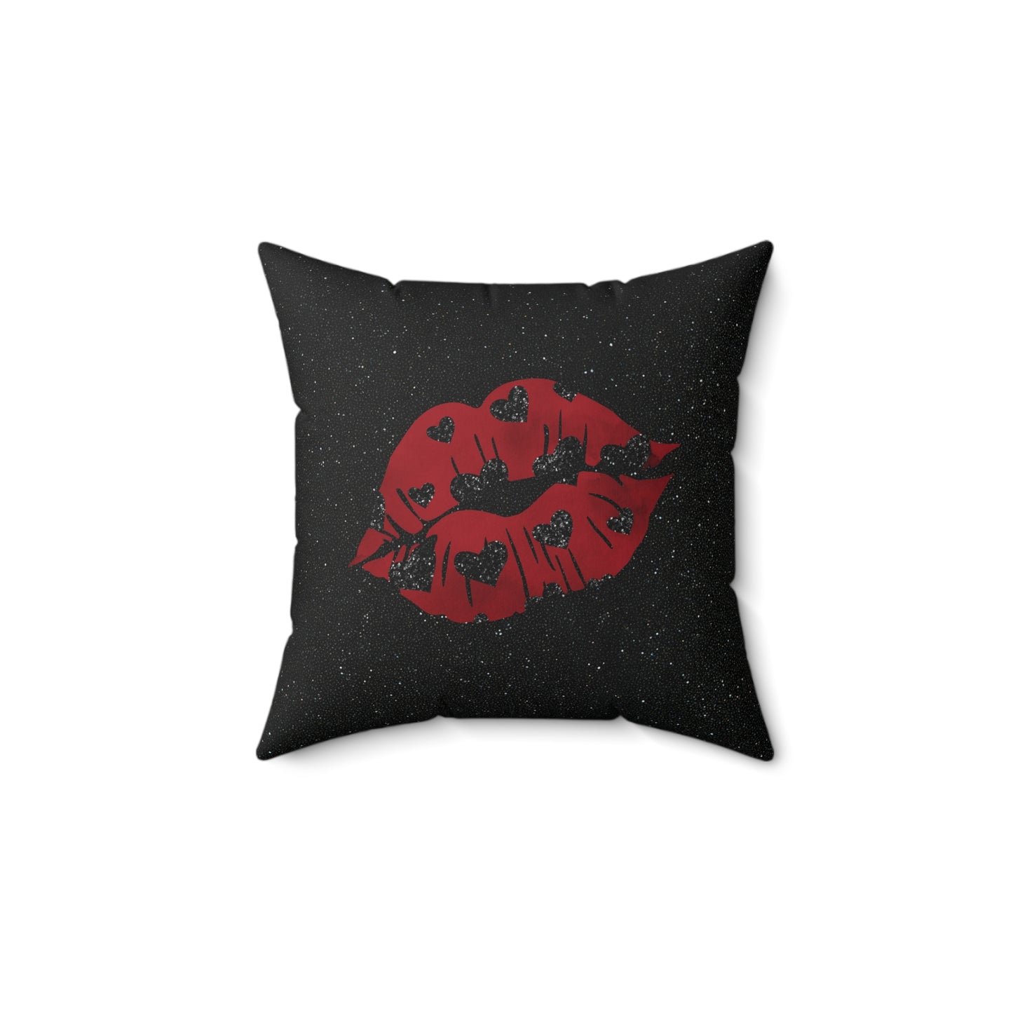 Kiss Me Glitter Spun Polyester Square Pillow