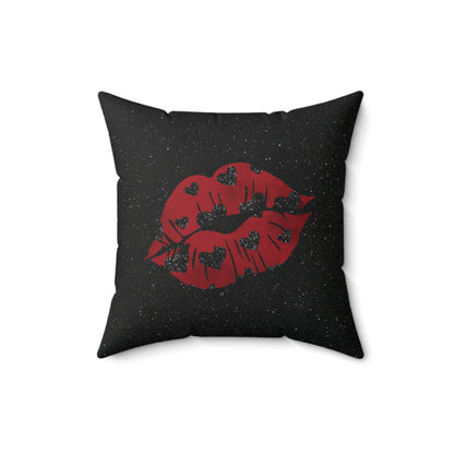 Kiss Me Glitter Spun Polyester Square Pillow