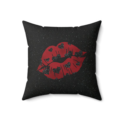 Kiss Me Glitter Spun Polyester Square Pillow