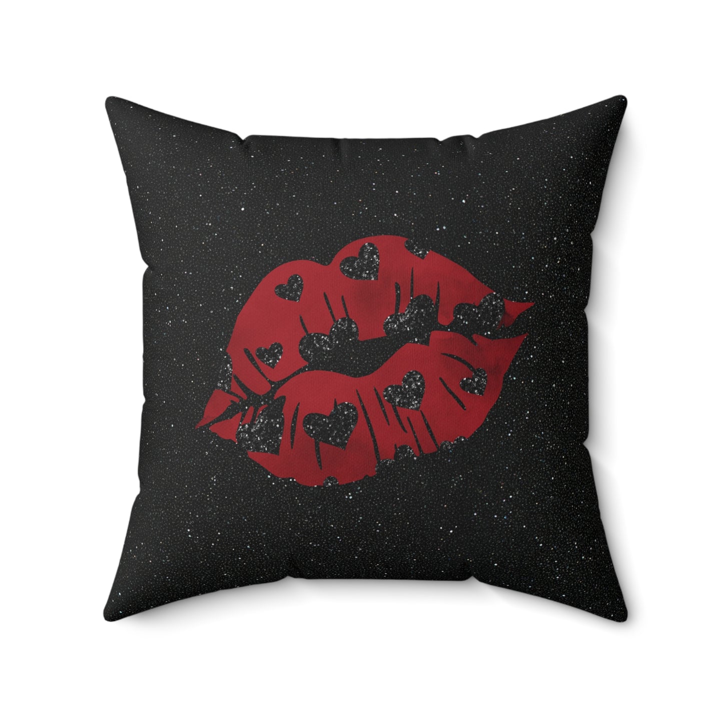 Kiss Me Glitter Spun Polyester Square Pillow