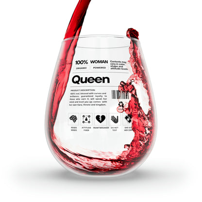 100% Queen Stemless Wine Glass, 11.75oz