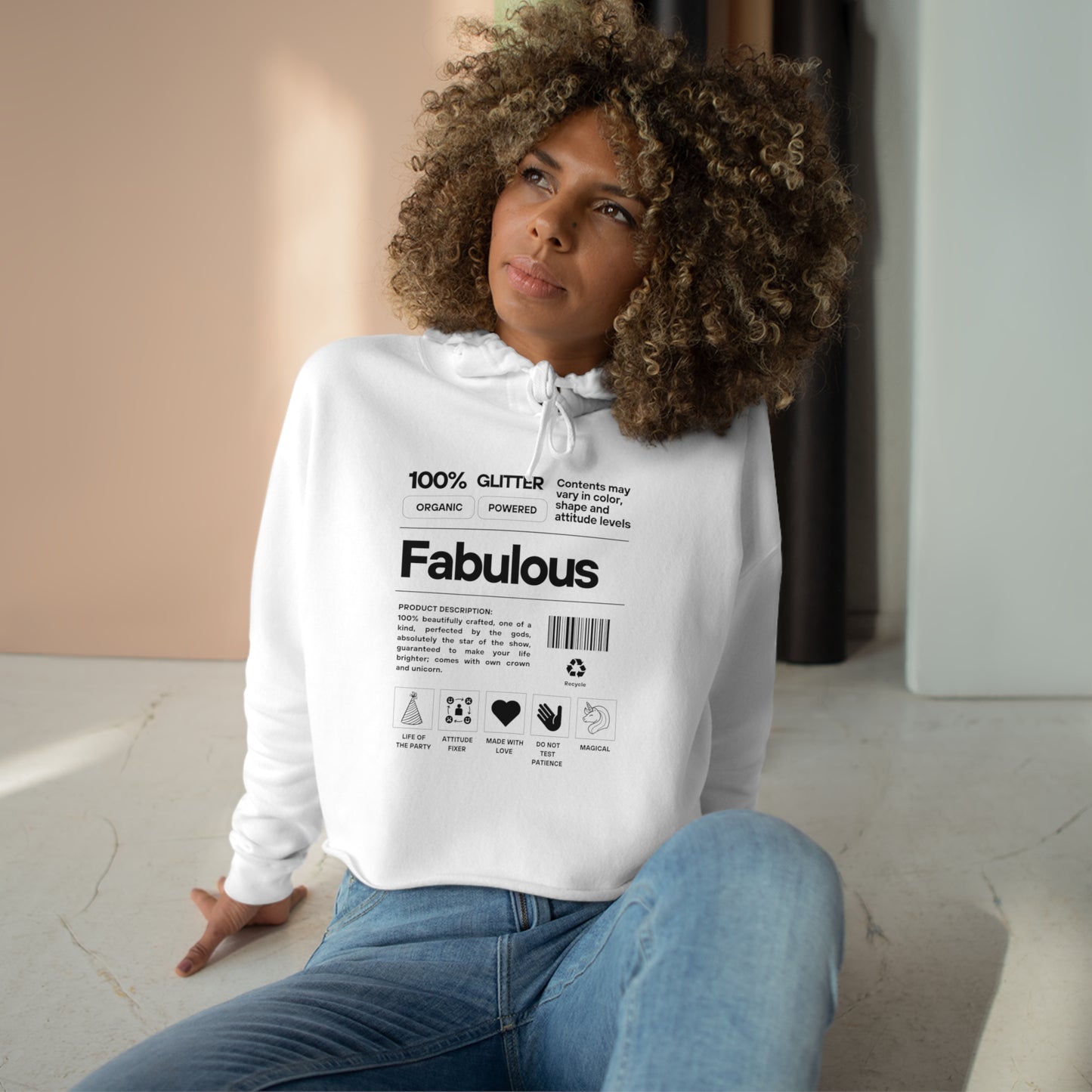 100% Fabulous Crop Hoodie