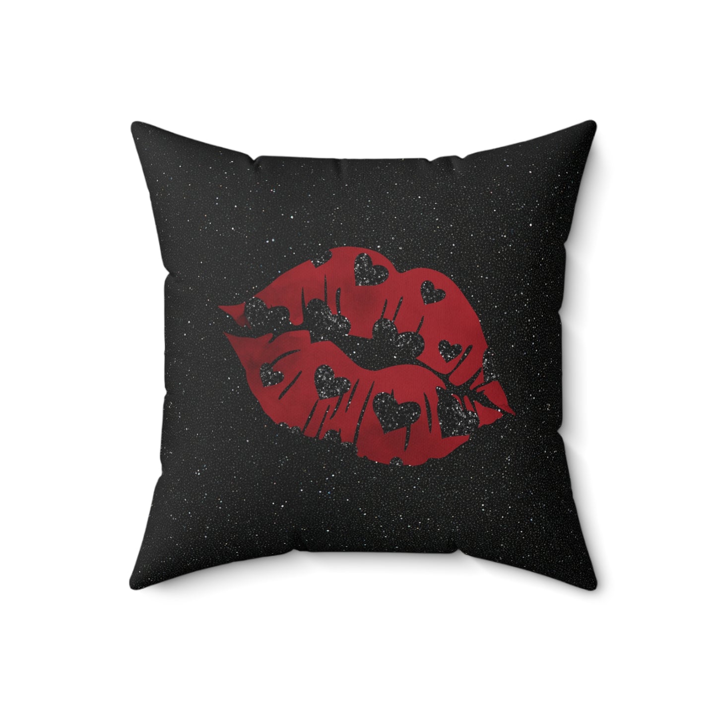 Kiss Me Glitter Spun Polyester Square Pillow