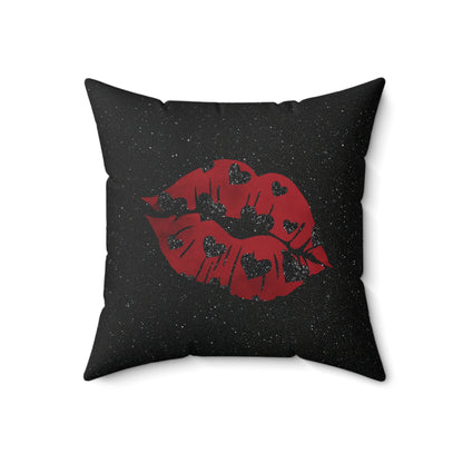 Kiss Me Glitter Spun Polyester Square Pillow