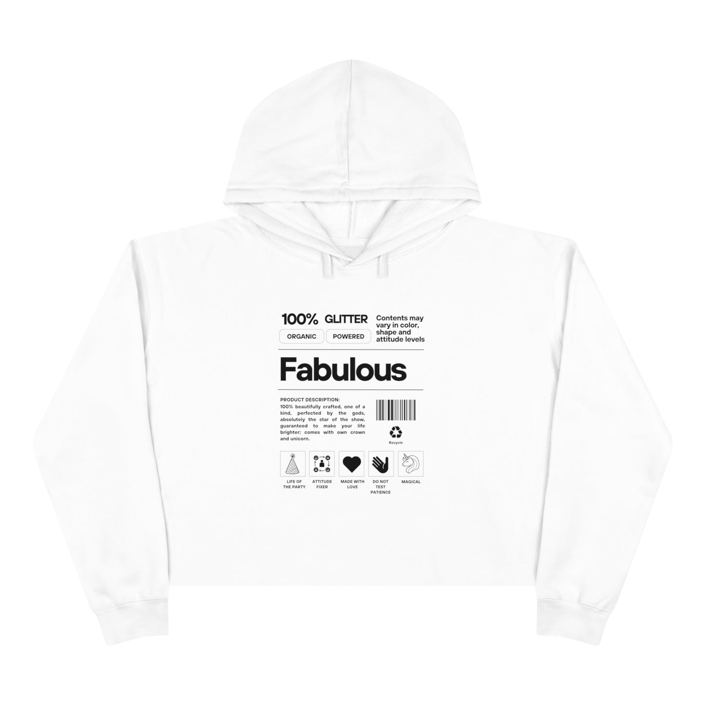 100% Fabulous Crop Hoodie