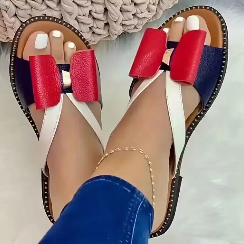 Women Summer Slippers Cute Butterfly-Knot Casual Sandals Lady Slides Flats Plus Size Women Shoes for Women