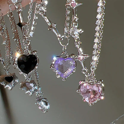 17KM Y2K Crystal Heart Fashion Necklace